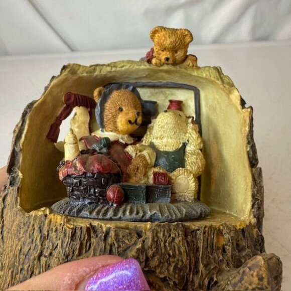 Charming Your Teddy Bear Wind-Up Music Box Featuring Bear Family Scene - Picture 3 of 6